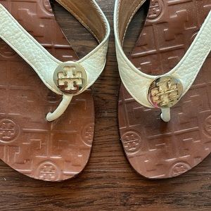 White & Gold Tory Burch Sandals